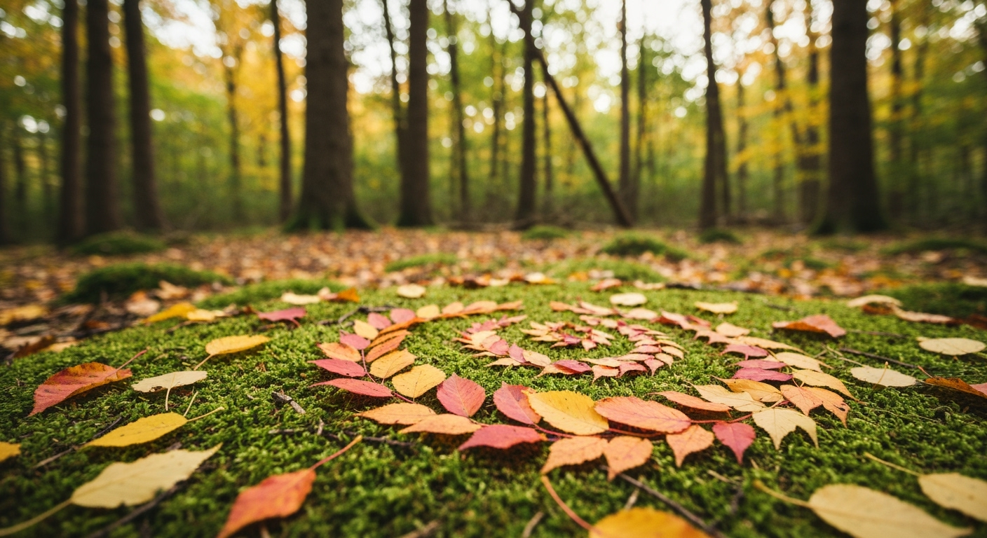 Leaf spiral on moss